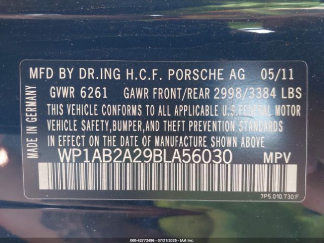 2011 PORSCHE CAYENNE WP1AB2A29BLA56030 Photo 8