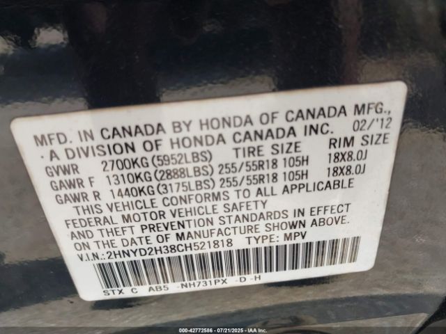 2012 ACURA MDX 2HNYD2H38CH521818 Photo 8