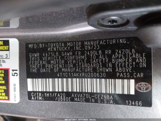 4T1C11AKXRU200630 Toyota a25a-fks