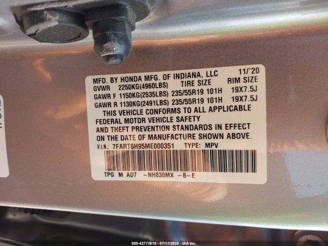 7FART6H95ME000351 Honda lfb2