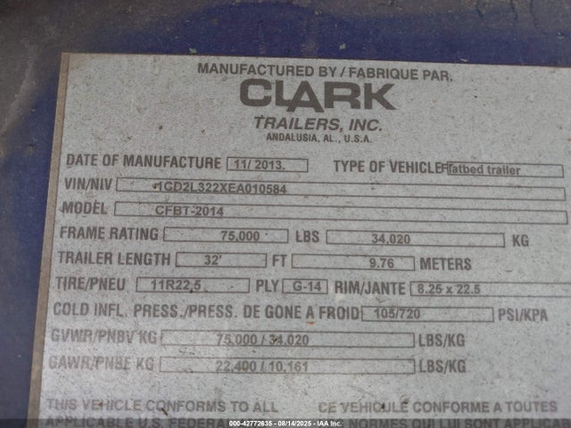 Clark Trailer Service Inc 2014 2014 1CD2L322XEA010584 Image 9