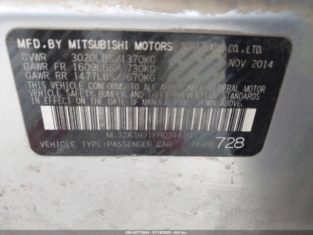 2015 MITSUBISHI MIRAGE ML32A3HJ1FH034420 Photo 8