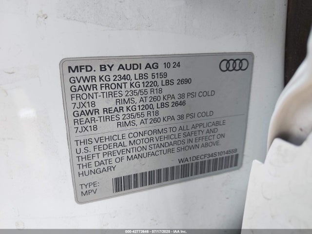 2025 AUDI Q3 WA1DECF34S1014559 Photo 8