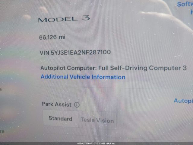 2022 TESLA MODEL 3 5YJ3E1EA2NF287100 Photo 8