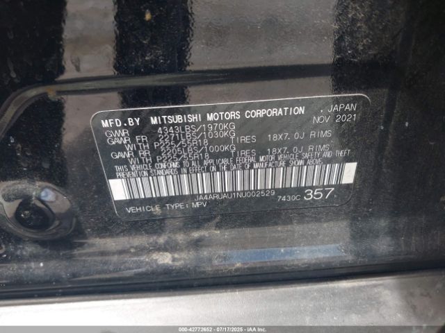 2022 MITSUBISHI OUTLANDER SPORT JA4ARUAU1NU002529 Photo 8