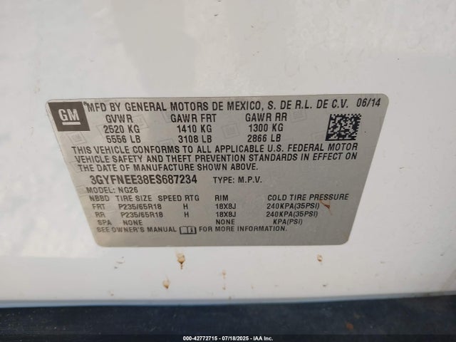 2014 CADILLAC SRX 3GYFNEE38ES687234 Photo 8