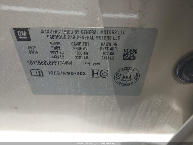 Chevrolet lkw 2015 1G11B5SL6FF174494 Image 9