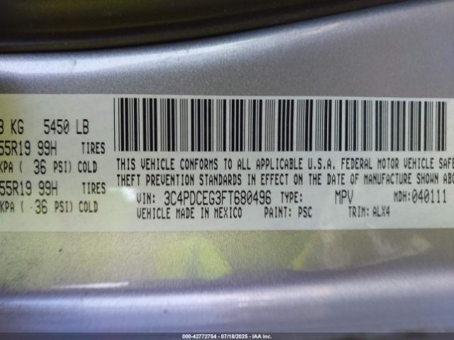 2015 DODGE JOURNEY 3C4PDCEG3FT680496 Photo 8