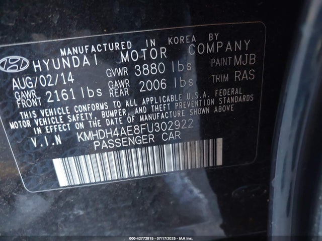 Hyundai dohc mpi nu 2015 KMHDH4AE8FU302922 Image 9