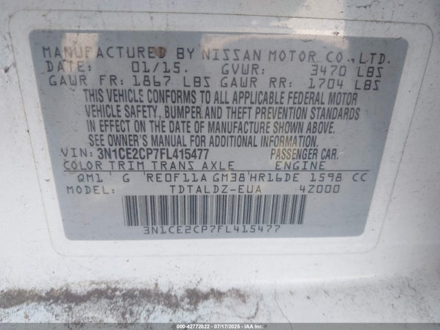 Nissan 2015 2015 3N1CE2CP7FL415477 Image 9