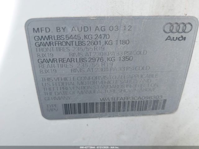 2012 AUDI Q5 WA1LFAFP3CA096303 Photo 8