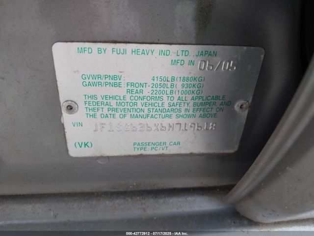 2006 SUBARU FORESTER JF1SG636X6H719618 Photo 8