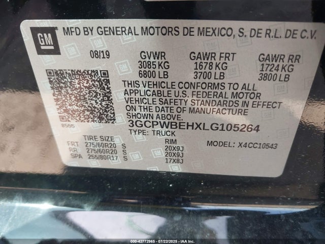 3GCPWBEHXLG105264 Chevrolet lv3 - gen 5, sidi, vvt, ohv, e85 max alum