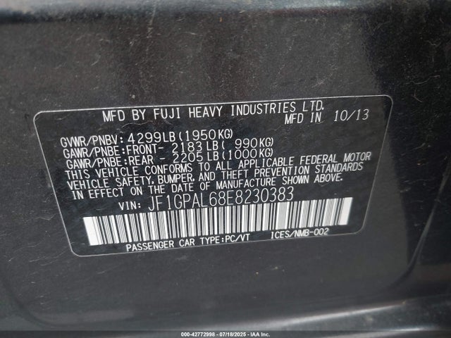 Subaru Impreza 2014 JF1GPAL68E8230383 Image 9