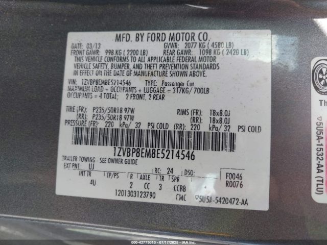 2014 FORD MUSTANG 1ZVBP8EM8E5214546 Photo 8