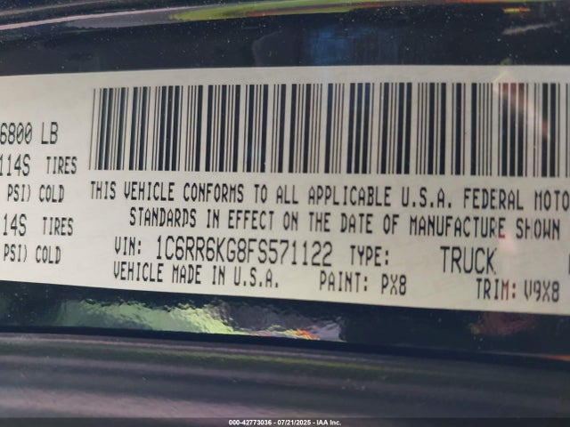 RAM 1500 2015 1C6RR6KG8FS571122 Image 9