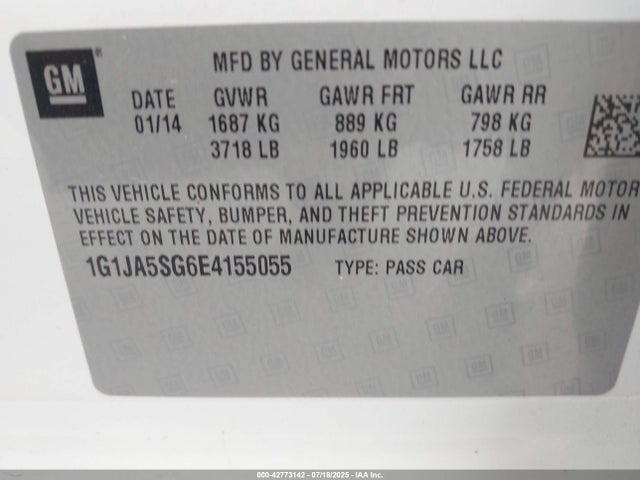 Chevrolet lwe 2014 1G1JA5SG6E4155055 Image 9