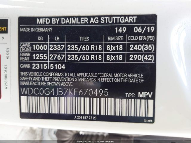 2019 MERCEDES-BENZ GLC 300 WDC0G4JB7KF670495 Photo 8