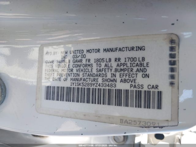 2000 CHEVROLET PRIZM 1Y1SK5289YZ433483 Photo 8