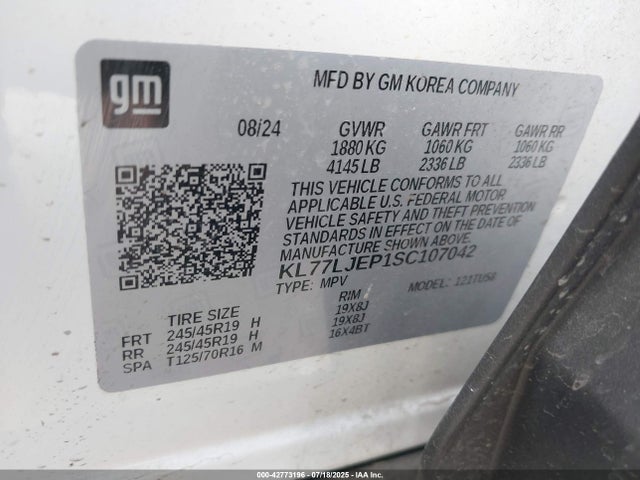KL77LJEP1SC107042 Chevrolet lbp