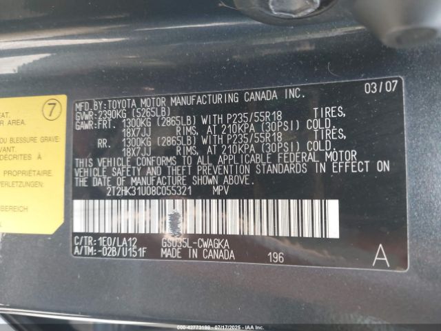 2008 LEXUS RX 350 2T2HK31U08C055321 Photo 8