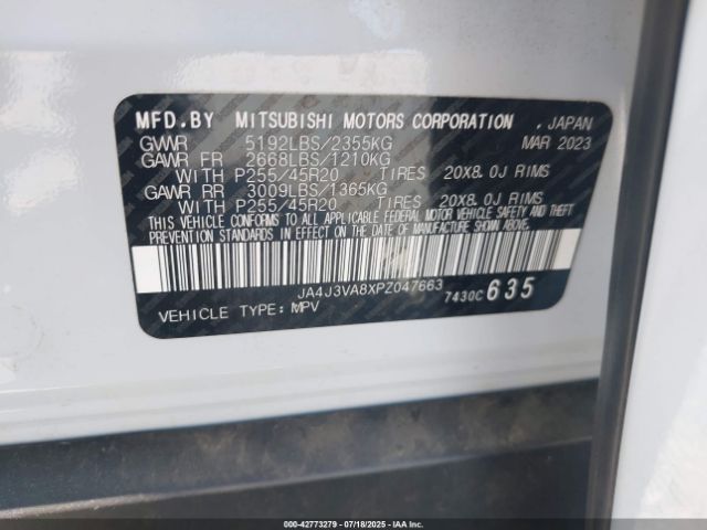 2023 MITSUBISHI OUTLANDER JA4J3VA8XPZ047663 Photo 8