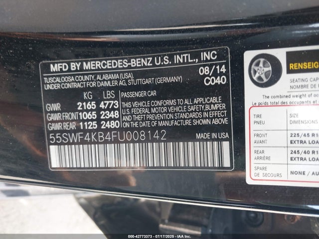 55SWF4KB4FU008142 Mercedes-Benz 2015