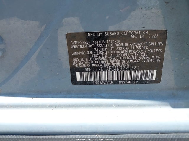 Subaru na 2022 JF2GTAPC4N8225723 Image 9
