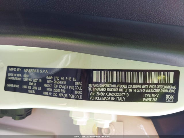 ZN661XUA2KX320710 Maserati m156d
