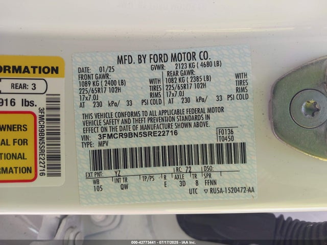 3FMCR9BN5SRE22716 Ford dragon