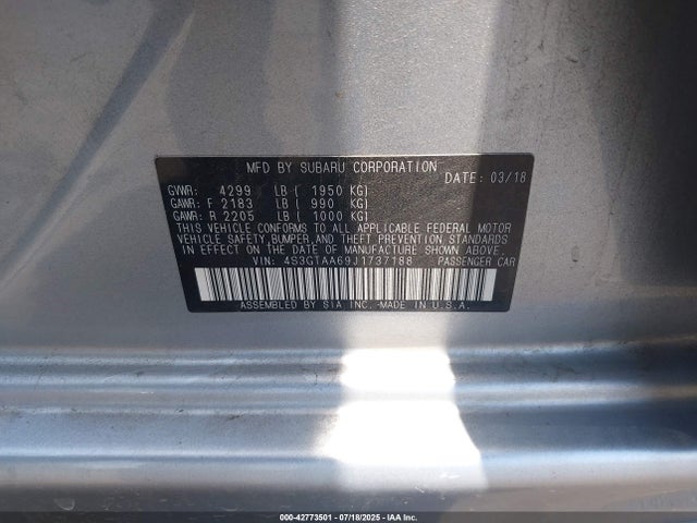 Subaru 2018 2018 4S3GTAA69J1737188 Image 9