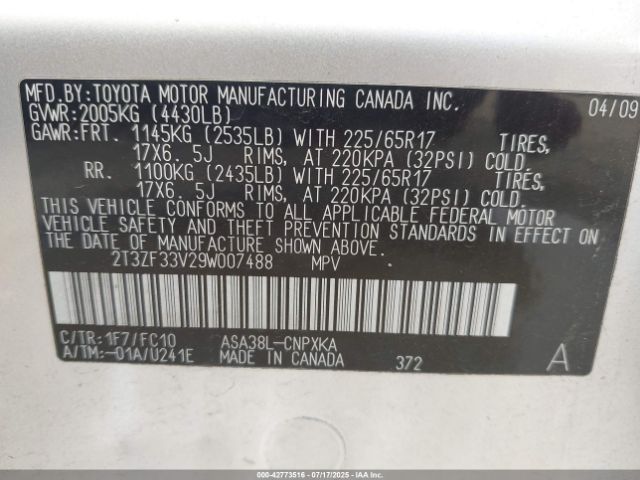 2009 TOYOTA RAV4 2T3ZF33V29W007488 Photo 8