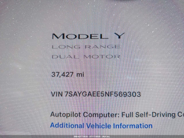 2022 TESLA MODEL Y 7SAYGAEE5NF569303 Photo 6