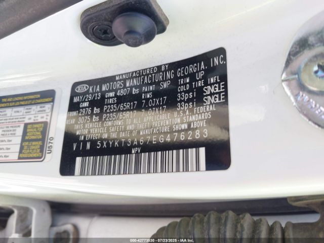2014 KIA SORENTO 5XYKT3A67EG476283 Photo 8