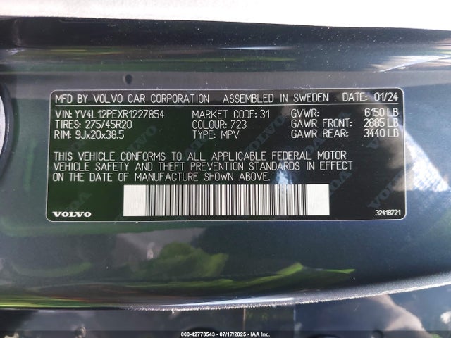YV4L12PEXR1227854 Volvo b4204t