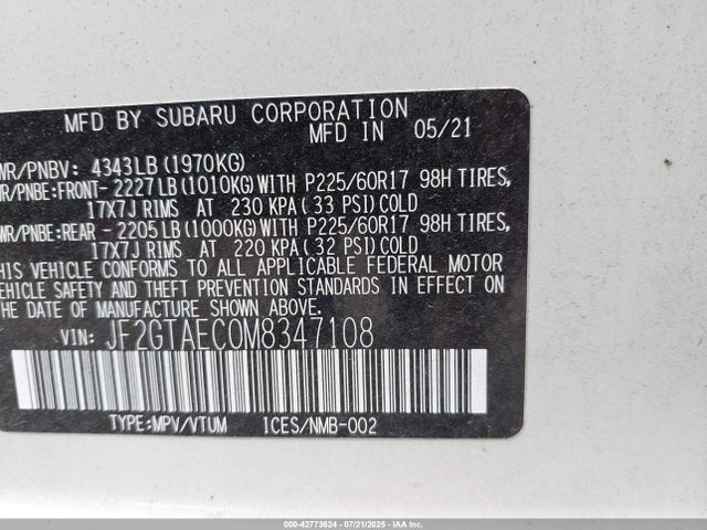Subaru na 2021 JF2GTAEC0M8347108 Image 9