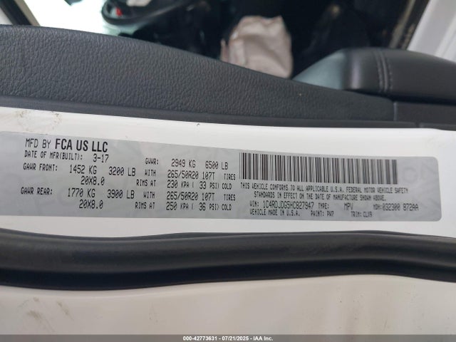 Dodge Durango 2017 1C4RDJDG5HC827947 Image 9