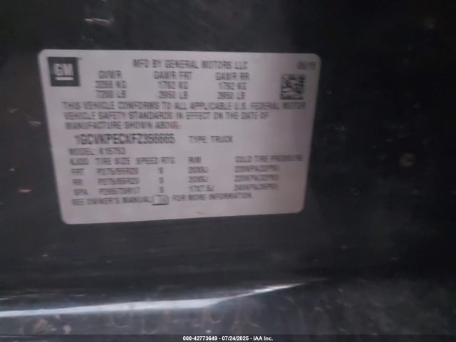 1GCVKPECXFZ356665 Chevrolet l83 - vvt, active fuel management, aluminum