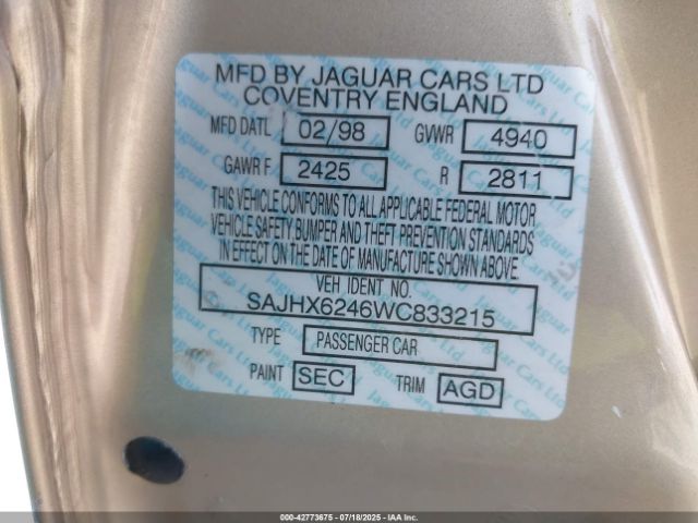 1998 JAGUAR XJ8 SAJHX6246WC833215 Photo 8