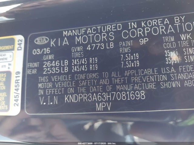 KNDPR3A63H7081698 KIA t-gdi theta ii