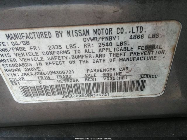 2008 INFINITI EX35 JNKAJ09E48M306721 Photo 8