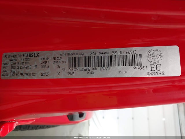 1C4HJXEN1LW259868 Jeep 2020