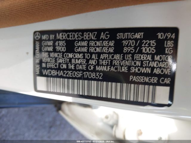 1995 MERCEDES-BENZ C WDBHA22E0SF170832 Photo 8