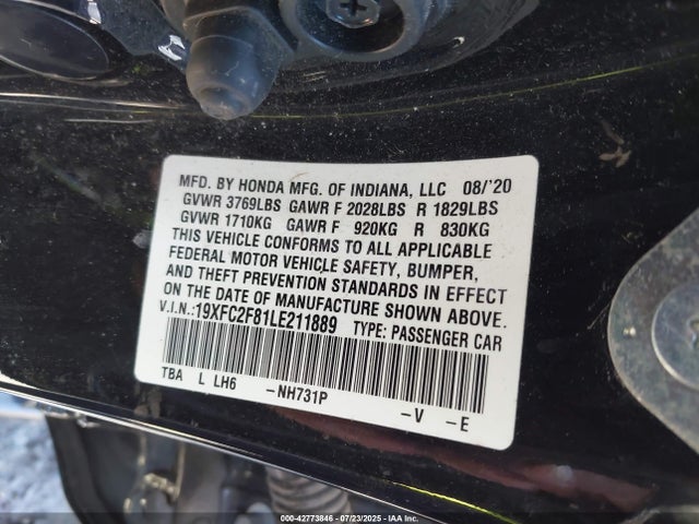 Honda k20c2 2020 19XFC2F81LE211889 Image 9