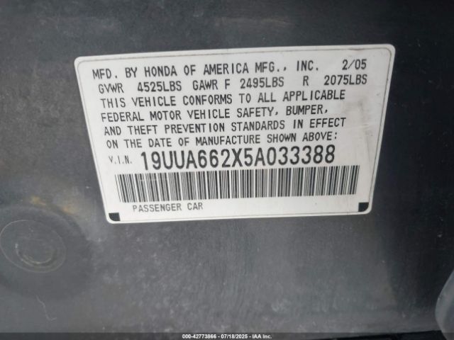 2005 ACURA TL 19UUA662X5A033388 Photo 8