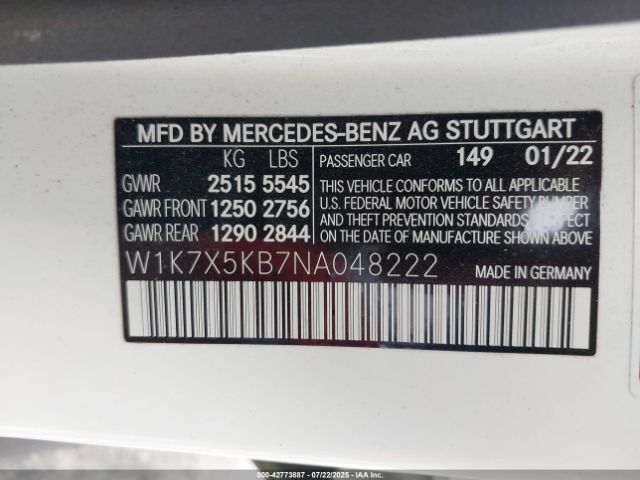 2022 MERCEDES-BENZ AMG GT 43 4-DOOR COUPE W1K7X5KB7NA048222 Photo 8