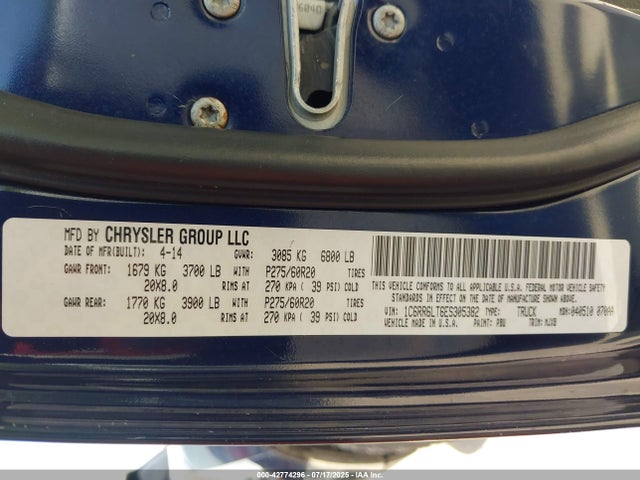 RAM 1500 2014 1C6RR6LT6ES305382 Image 9