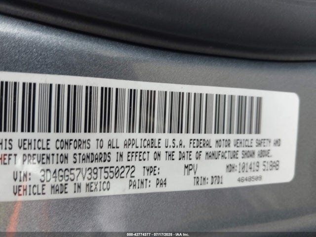 Продаж на аукціоні авто 2009 Dodge Journey Sxt, vin: 3D4GG57V39T550272, номер лоту: 42774377