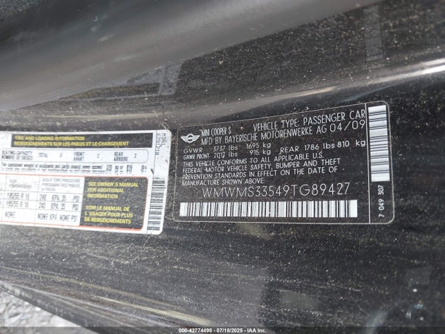 2009 MINI COOPER S WMWMS33549TG89427 Photo 8