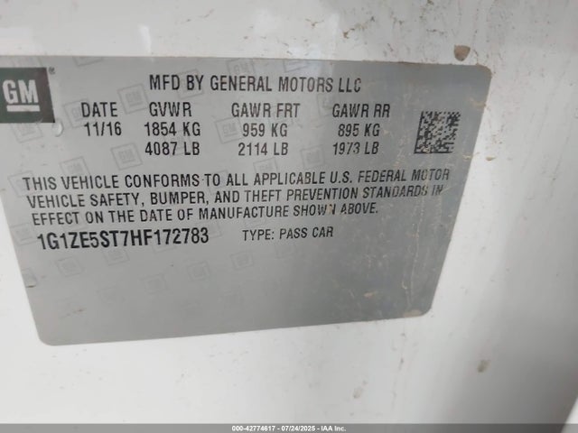 1G1ZE5ST7HF172783 Chevrolet MALIBU 1LT